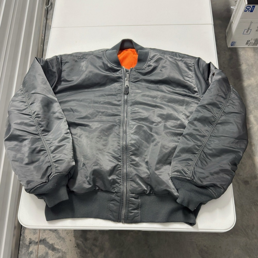 Alpha Industries MA-1 Bomber Jacket Mens XXL Grey Excellent Flight Utility Zip